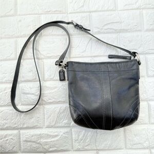 COACH Soho Vintage Black Leather Shoulder Bag Hobo Handbag Purse Y2K